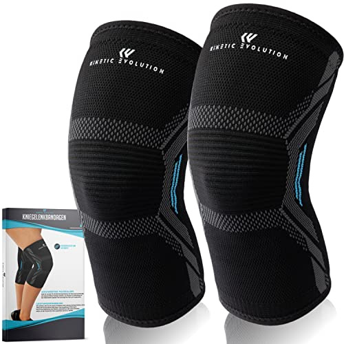 KINETIC EVOLUTION 2 Stück Kniebandage für Damen und Herren, Kompression Kniestütze, Sport Knieschoner für Laufen, Basketball, Sport, Volleyball, Gewichtheben (S, Blau)