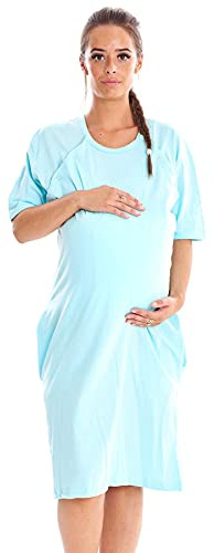 Malay Maternity Nursing Labor Nightdress Hospital Delivery Gown Breastfeeding Buttons Mint