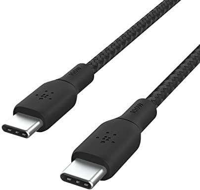 Belkin USB Type C to C Cable, 100W Power Delivery USB-IF Certified 2.0 USB C Charger Cable with Double Braided Nylon Exterior for iPhone 16, 15, iPad, MacBook, Galaxy, Pixel and More -3 m, black