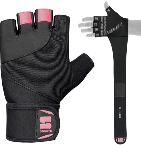 Stealth Sports Weight Lifting Gloves with Wrist Wrap Support Padded Palm Protection Exercise Gym Workout Gloves Men & Women Training Fitness Weightlifting Rowing Bodybuilding,E9