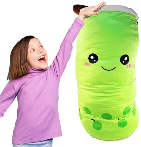 Bubble Tea Kuscheltier 100 cm grün, flauschig weich, Plüschtier, Stofftier, riesen Bubble Tea