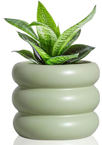 Cusmation Vaso moderno da 11,9 cm, in ceramica smaltata, per interni, vasi unici, con fori di drenaggio, piccole bolle, in porcellana per erbe, serpenti e piante
