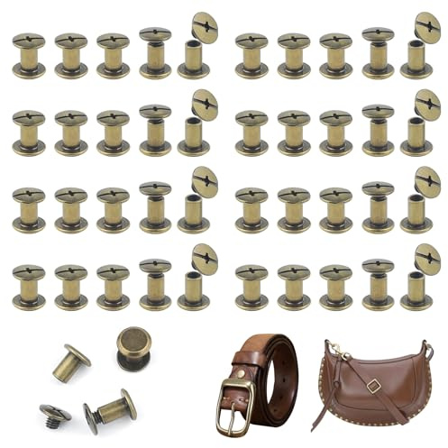 JJWNMLL 85 Sets Chicago Screw Posts M5*8mm, Rivet Binding Screws Bronze | Metal Chicago Rivet Replacement Repair for Bags, Collar, Harness, Luggage, Purse, Dog Lead, Backpack, Belt