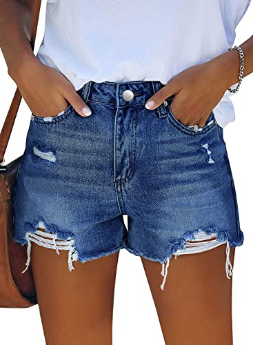 KISSMODA High Waisted Jean Shorts for Women Denim Ripped Stretchy Casual Summer Cut Off Hot Shorts