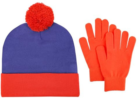 Cartman Strickmütze mit Bommelmütze für Halloween, Cosplay, Mütze, warme Mütze, Halloween-Wintermütze, Stan Marsh