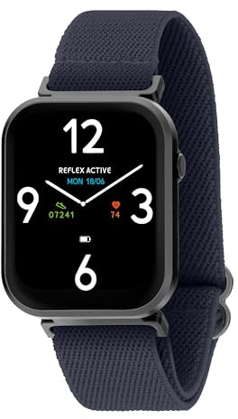 Reflex Active Series 37 smart samtalsklocka för män med puls- och sömnskärm, stegräknare, IP68 vattentät, sömnmonitor och blågrå rem