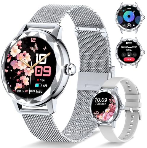 Homailida Smart Klocka Dam, 1.2 Smartwatch Dam med Bluetooth-samtal, Fitness-sportklocka med 100+ Sportlägen och Sömnmonitor Pulsmätare, IP68 Vattentät Smartklocka kvinnor för Android ios
