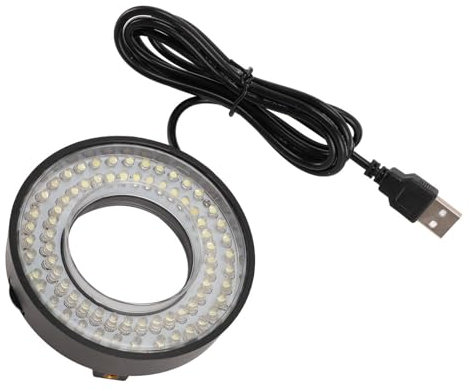 Mikroskop LED Ringlicht, 72 LEDs, 6500 K–7500 K, Verstellbare Beleuchtung, USB 5 V, Mikroskop Licht für Labor Stereomikroskope, Kameras, Monokular, Binokular, Trinokular