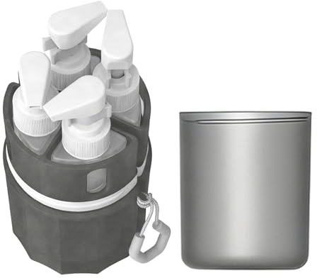 Botella con bomba de viaje – Bomba de succión a prueba de fugas de 16,5 x 7,9 cm, contenedores de aseo vacíos portátiles, botellas de viaje recargables, champú, loción corporal, perfume, hogar