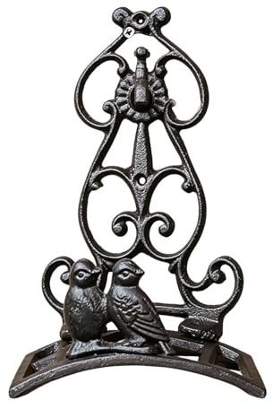Support de tuyau de jardin décoratif pour oiseaux – Support mural en fonte robuste et résistant à la rouille pour jardin, terrasse et clôture, organiseur élégant en forme d'oiseau | pour la maison