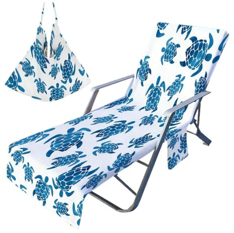 Asciugamani per poltrona, 210 x 75 cm, rivestimento in microfibra ad asciugatura rapida, con tasche, design assorbente, antiscivolo, copertura per poltrona da spiaggia, per piscina, terrazza, hotel
