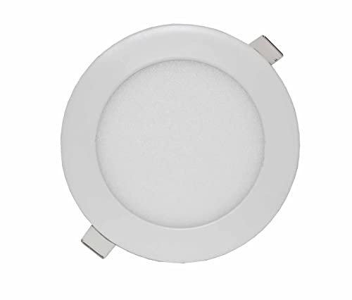 LOWENERGIE 9w LED Round Ceiling Panel Light White Recessed Down Lighting, 150mm Dia, 75w Halogen Equivalent (4000K Warm White)