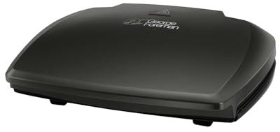 George Foreman Large Electric Grill [Non stick, Healthy, Griddle, Toastie, Hot plate, Panini, BBQ, Energy saving, Vertical storage, Easy clean, Drip tray, Ready to cook light] Black, 2400W 23440