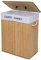 Mondeer 100L Wäschekorb mit Deckel 2 Fächern Bambus Wäschesammler faltbar Wäschebox mit Abnehmbare Wäschesack aus Baumwolle, Naturbeige
