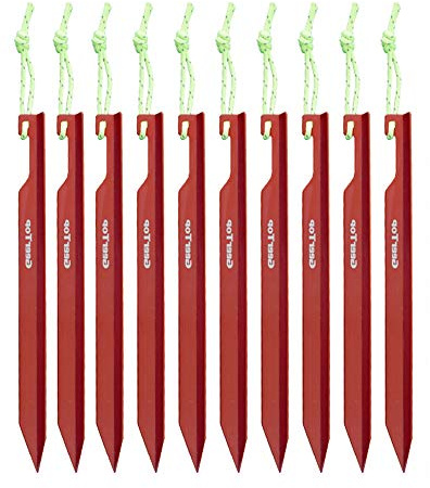 GEERTOP Estacas Duraderas de Carpa de Aleación de Aluminio, Paquete de 15 cm, Clavijas en Forma de Y para la Lona de la Tienda de Campaña, Aptas para la Mayoría de los Tipos de Suelo (Rojo)