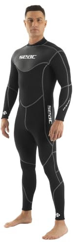 SEAC Herren Sense Man Neoprenanzug Nass Einteiler ohne Kapuze zum Schnorcheln und Tauchen, Neopren 3mm, Schwarz, S