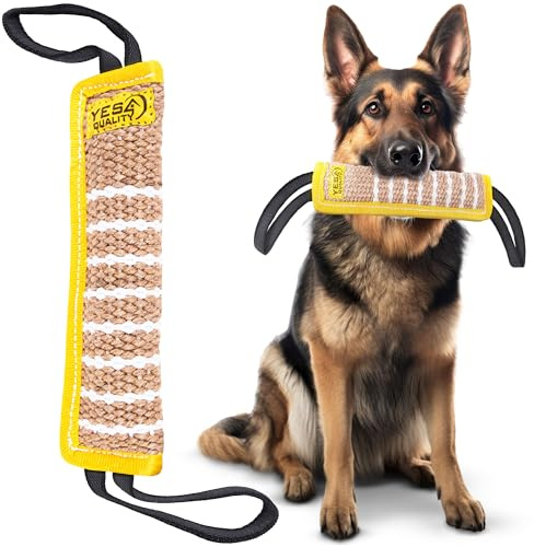 YES4QUALITY Giocattolo per mordere il cane (30,5 x 8 cm), Giocattolo da tirare durevole con 2 manici morbidi e resistenti, Cuscino per morso in iuta resistente per cani di taglia medio-grande
