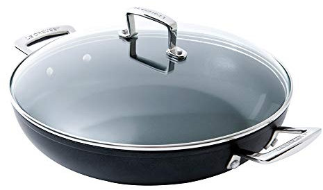 Le Creuset Aluminium-Antihaft Profipfanne mit Deckel, Ø 26 cm, Für alle Herdarten inkl. Induktion geeignet, Anthrazit/Silber, 51107260010502