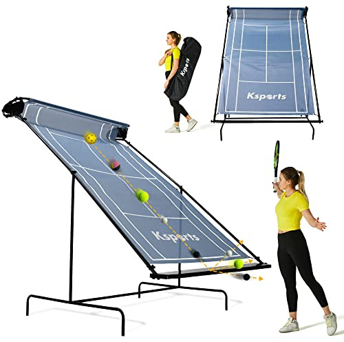 Ksports Tennis Rebounder Net – Multi Racket Sports Trainer for Tennis, Pickleball, Padel, Squash & Racquetball – Quick Assembly, Portable with Carry Bag (Blue, Large)