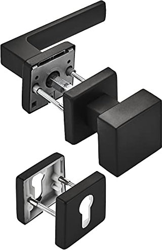 Türdrückergarnitur CUBE schwarz Wechselgarnitur Türknauf und Türdrücker 120 x 22 mm Vierkant 8 x 8 mm von SOTECH