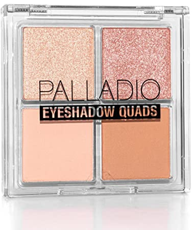 Palladio Eyeshadow Quads, Velvety Pigmented Blendable Matte, Metallic & Shimmer Finishes, Creamy Formula, Four Way Quad Eye Shadow Palette, Talc-Free (Honey Pie)