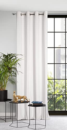 Eurofirany Rideau à œillets en velours avec œillets pour porte de balcon - Aspect velours - Motif ondulé uni - Moelleux - Pour salon, chambre à coucher, salon - 140 x 250 cm - Texture 3D - Blanc - 140