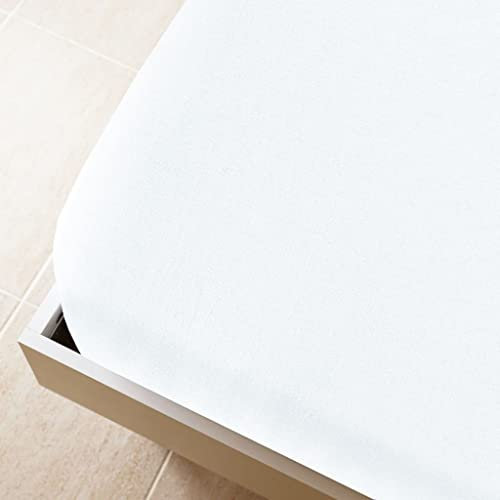 WIFESE Sábanas bajeras ajustables de algodón de punto jersey, 2 unidades, ropa de cama de algodón mullida, ropa de cama de invierno, sábana bajera, sábana bajera, funda de cama, color blanco, 100 x