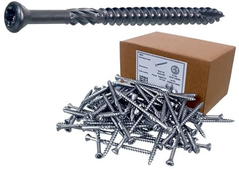 NAJDER Lot de 200 Vis pour Terrasse 5x50 T25 en Acier Inoxydable durci AISI 410, Vis à Bois Torx Long, pour Planches, Bois Dur Exotique, Extérieur