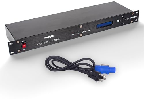 Pknight ArtNet DMX Ethernet Lighting Controller Interface, 19-inch 1 U Rack-mount, 8-Universe Art-Net to DMX512 Output-Only Node (No RDM)