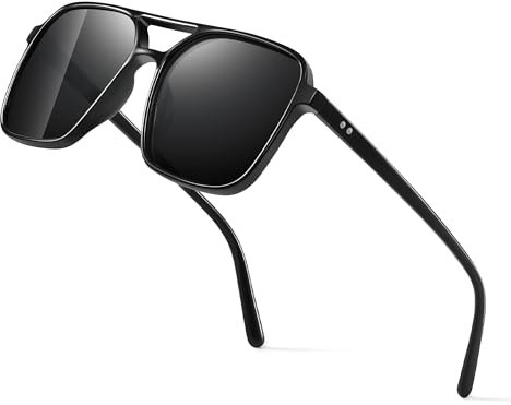 Wrimen-Sonnenbrille-Polarisiert-Sonnenbrillen-Herren-Damen-UV400 Schutz PC Schwarz Sonnen Brille Rechteck Modisch Unisex Klassisch für Autofahren Reisen Camping