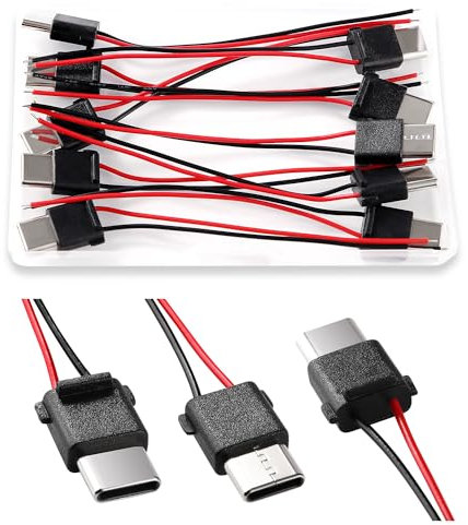 KUOQIY 10 Pezzi 3A 2 Pin Tipo C Maschio, USB Tipo C Maschio 2 Fili Connettore Presa, Connettore USB Tipo C a Saldare con 70mm 24 AWG Cavo