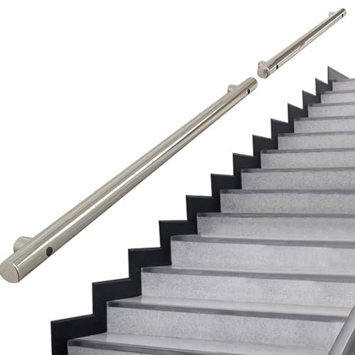 Treppenhandlauf, Geländer, Rundrohr-Handlauf aus Edelstahl – 1 m, 150 m, 2 m, 240 cm, 300 cm, 4 m, 6 m, Wandmontage, Treppengeländer, Sicherheitsstützstange für drinnen und draußen ( Size : 240cm )