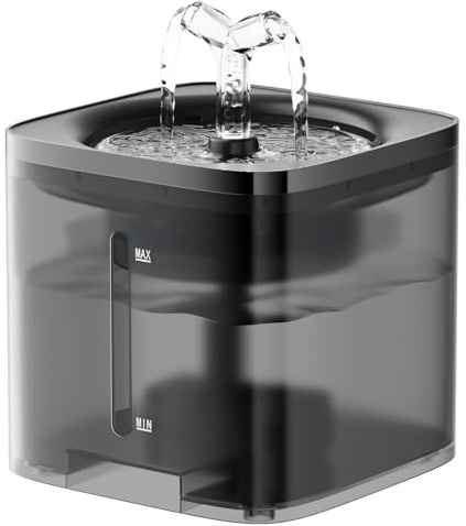 HIYAA Cat Water Fountain - 2L Ultra Silent Automatic Fountain with Filter - Faucet Shape - Grey