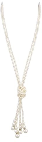 Ieron Collier de Bijoux en Fausses Perles des années 1920, Long Collier Pendant, Bracelet Gatsby Flapper, Accessoires de fête à thème de Mariage, 49,2 Pouces