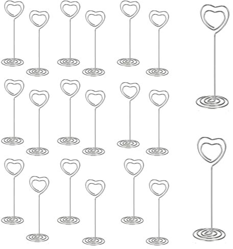 20 Stück Metall Kartenhalter Fotohalter Herz Tischkartenhalter Clip Platzkartenhalter Foto Memo Bilder für Büro Wohnung Hochzeit Geburtstag