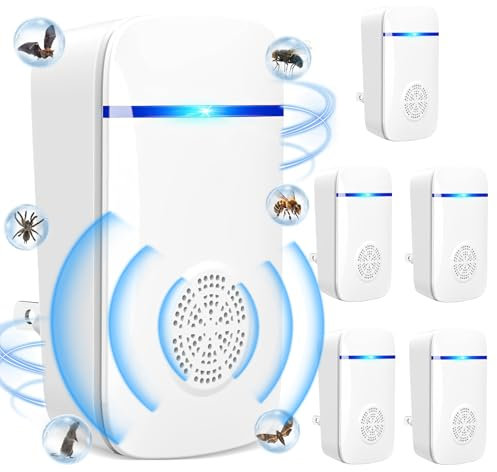 Ultrasonic Pest Repeller, 6 Packs Reusable Rat Repellent for Indoors, Powerful Mouse Repellent plug in Pest Control for Spider, Mouse, Mice, Cockroach, Moths, Ants, Bed bug and Other Rodents