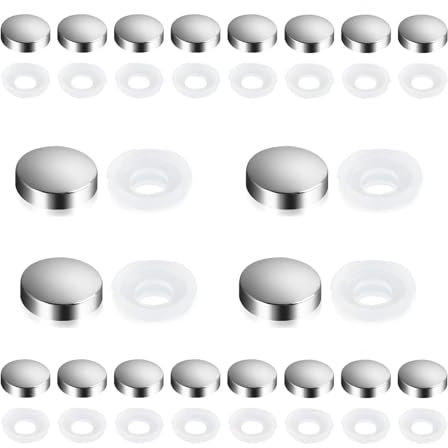 20pcs Small Chrome Dome Screw Cover Caps Decorative Cap Covers for Mirror Screws, Firm Clip On Type