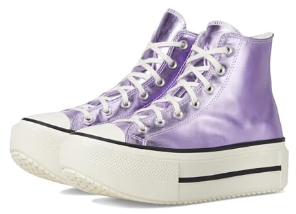Converse Unisex-Adult Chuck Taylor All Star Lift Double Stack Metallic Sneaker, Light Purple/Black/Black, 6.5 UK