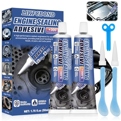 LIKFCBOND Engine Sealant, High Temperature Silicone, Black Engine Gasket Paste, Petrol Resistant Sealant for Coolers, Exhaust Pipes and Manifolds of Motor Vehicles, Pack of 2, 60 ml