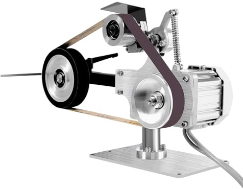 Fridgestea Brushless Motor bandslip med vertikalt och horisontellt band, bandslipmaskin med konstant hastighet, 5000 UPM tallriksslip med slipband ingår för trä/metall/tallrikar