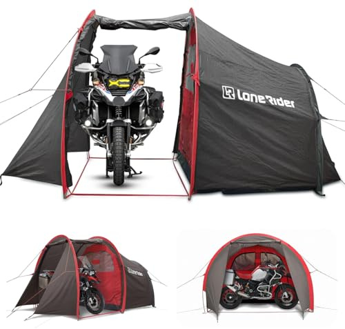 MotoTent - Tienda de campaña para motocicleta, refugio de túnel para 2 personas con garaje para bicicletas, cúpula ultraligera de fácil instalación para turismo y senderismo, incluye bolsa de