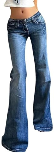 Generiska damjeans hög midja jeans vintage stretch jeans byxor bootcut Jean Y2K casual utsvängda byxor dambyxor fritidsbyxor utsvängda byxor dam