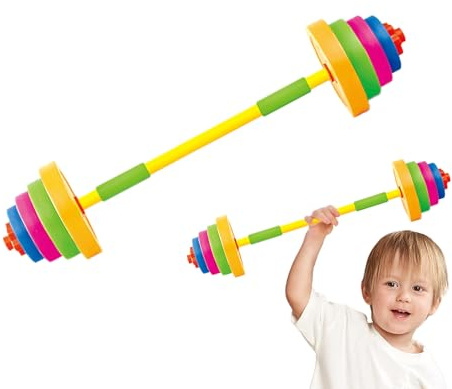 Haltère jouet - Ensemble d'haltérophilie réglable pour enfants - Jouet d'entraînement sportif - Haltère léger pour l'entraînement de force ludique dans le jardin - Appareil de fitness amusant pour