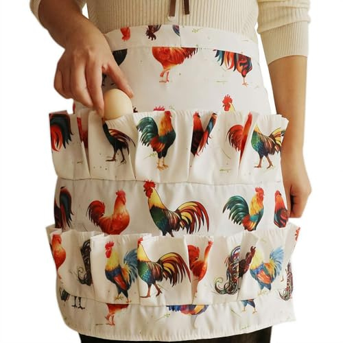 Egg Collecting Apron with 12 Pockets,Egg Collecting Apron for Fresh Eggs,Chicken EggHolder Aprons for Chicken Farms,Easter Eggs Gathering Aprons for Hen Duck GooseEggs