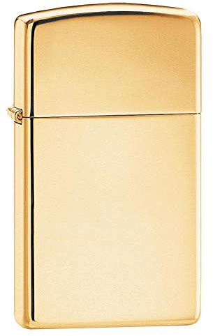 Zippo Sturmfeuerzeug - High Polished Brass Slim, Base Model - Nachfüllbar - Wiederverwendbar - Windfestes Design - Geschenkbox - Made in USA