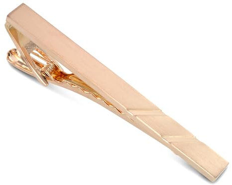 TEROON Krawattenklammern 'Stripes' - Verschiedene Ausführungen Silber Rosé Gold Schwarz, Krawattenklammer-Modell:Roségold matt