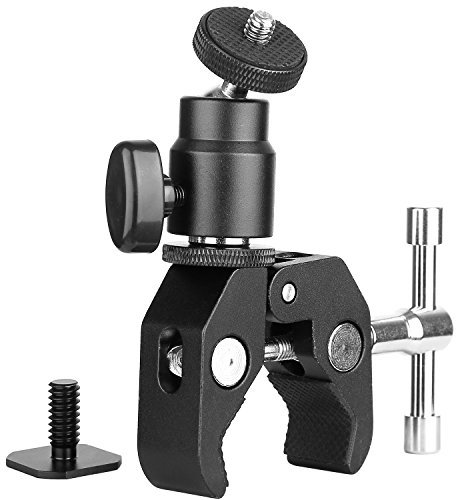 ChromLives Abrazadera de Cabeza esférica para cámara, súper Abrazadera y Mini Adaptador de Montaje de Zapata Caliente con Tornillo de trípode de 1/10.2 cm-20 Compatible con Monitor LCD/DV, Luces LED,