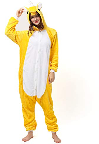 Katara 1744 Jumpsuit, Damen Herren Erwachsene, Einhorn Gelb, Körpergröße 155-165cm (M)