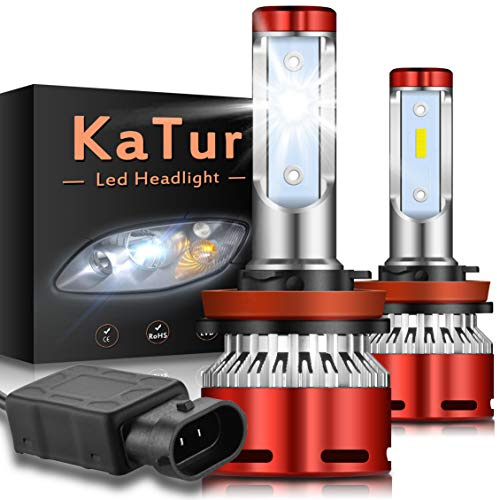 KATUR H8 H9 H11 H16(JP) Bombillas led Faros Chips CSP Mini Design Super Bright 12000LM Kit de conversión de Faros a Prueba de Agua 60W 6500K Xenón Blanco-2 años de garantía
