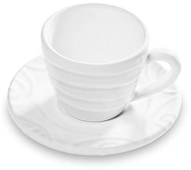 GMUNDNER KERAMIK Espresso for you Gourmet Kaffeeset Weißgeflammt Geschirr, handgemacht in Österreich